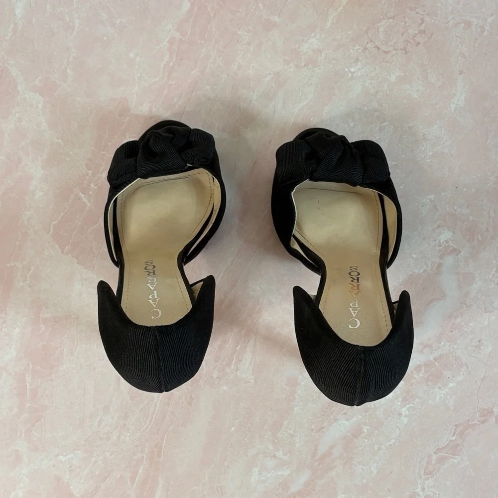 Caparros Black Open-Toe Heels with Bow